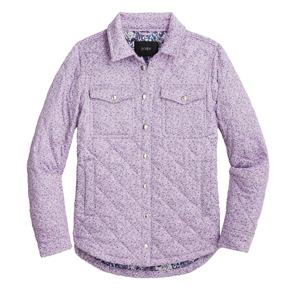 NWT J. Crew Quilted Shirt-Jacket in Dusty Mauve Mixed Floral XS